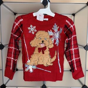 Jolly Sweaters Girls Christmas Ugly Sweater Red Combo Size XS NWT